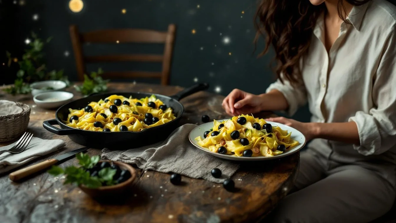 Verza in padella con olive: il contorno povero che stupisce anche i palati raffinati